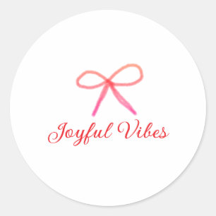 Joyful vibes christmas RED BOW holiday family name Classic Round Sticker