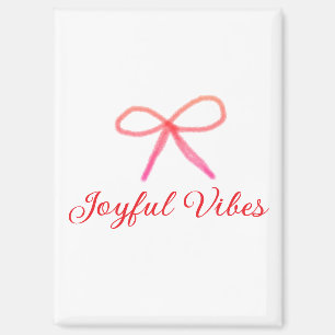 Joyful vibes christmas RED BOW holiday family name Magnet