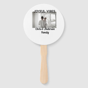 Joyful Vibes father son family Christmas holiday p Hand Fan
