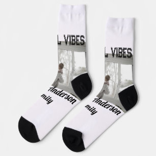 Joyful Vibes father son family Christmas holiday p Socks