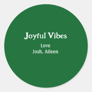 Joyful Vibes green Christmas holidays love family Classic Round Sticker