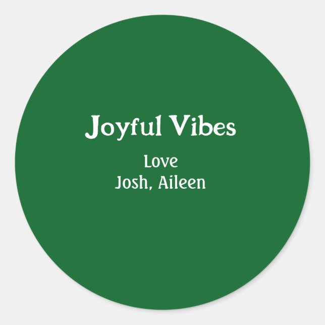 Joyful Vibes green Christmas holidays love family Classic Round Sticker (Front)
