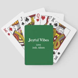 Joyful Vibes green Christmas holidays love family Playing Cards