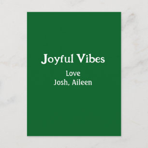 Joyful Vibes green Christmas holidays love family Postcard