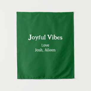 Joyful Vibes green Christmas holidays love family Tapestry