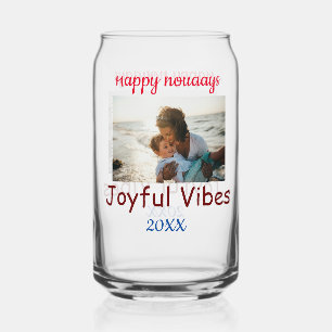 Joyful vibes happy holidays add family photo datec can glass