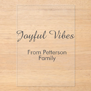Joyful Vibes red Christmas add family name date  Acrylic Invitations