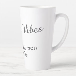 Joyful Vibes red Christmas add family name date Latte Mug