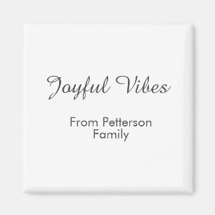 Joyful Vibes red Christmas add family name date Magnet