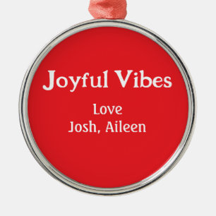 Joyful Vibes red Christmas holidays love family si Metal Tree Decoration