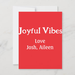 Joyful Vibes red Christmas holidays love family si Postcard
