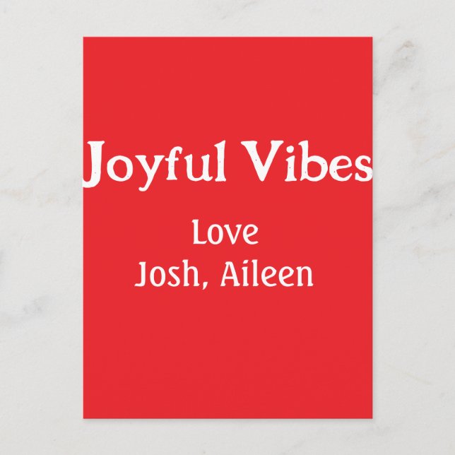 Joyful Vibes red Christmas holidays love family si Postcard (Front)