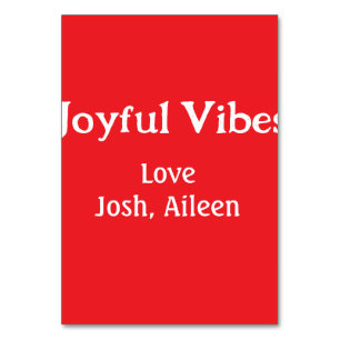 Joyful Vibes red Christmas holidays love family si Table Number