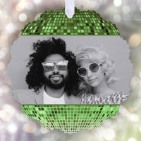 Joyful Vibes Retro Disco Ball Photo Christmas