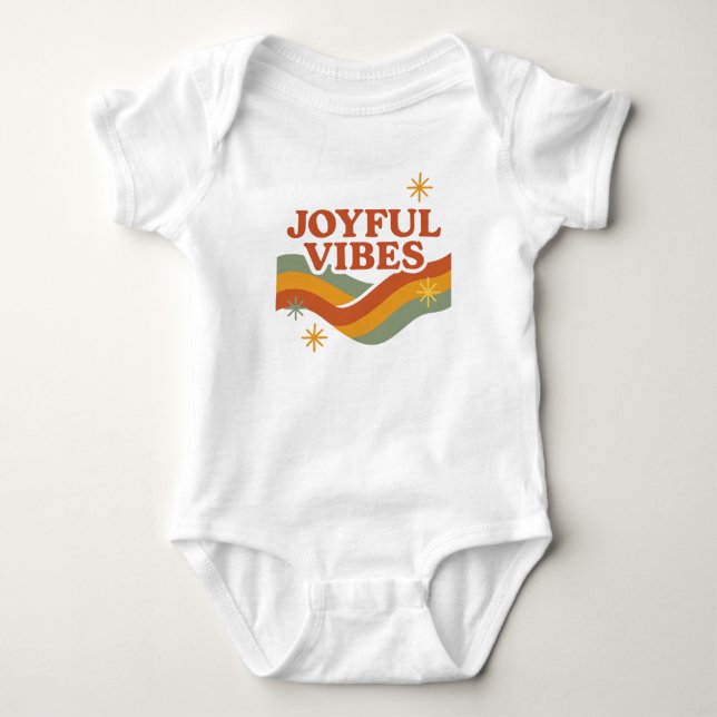 Joyful Vibes Retro Waves Baby Bodysuit (Front)