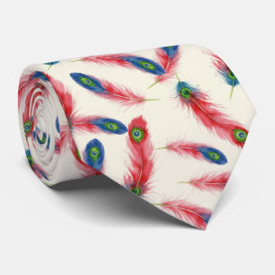 Joyful Vibrant Watercolor Feather Statement Tie