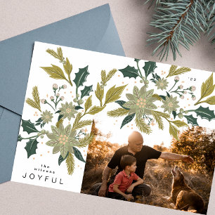 JOYFUL Vintage CHRISTMAS Botanicals Photo Frame Holiday Card