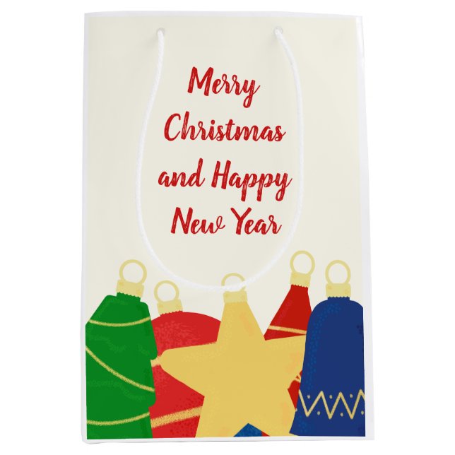 Joyful Vintage Holiday Ornaments Medium Gift Bag (Front)