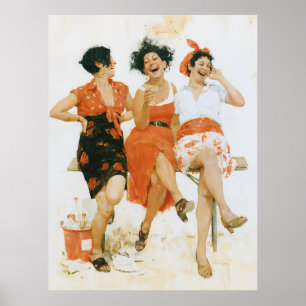 Joyful Vintage Summer Friends Poster