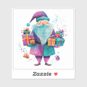 Joyful Violet Santa With Holiday Gifts