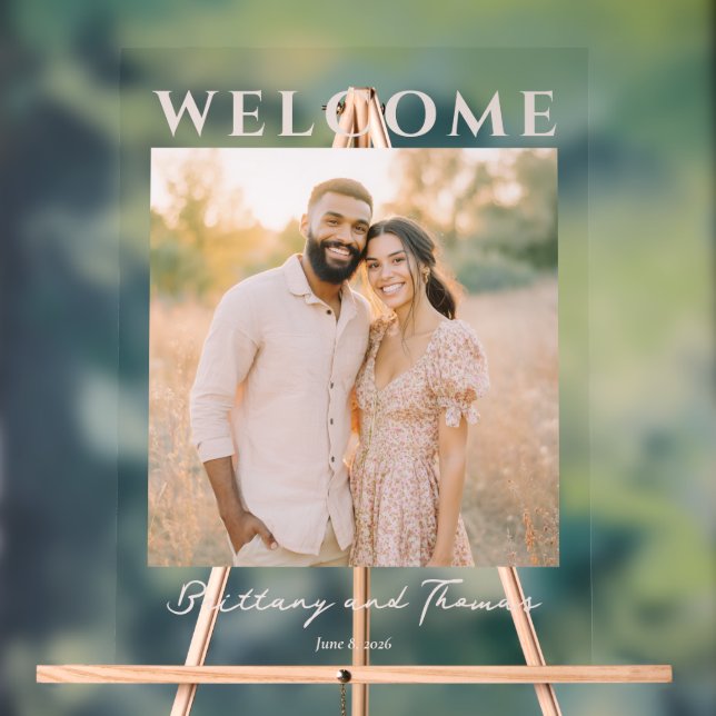 Joyful Warm Romantic Photo Acrylic Sign (Neutral)