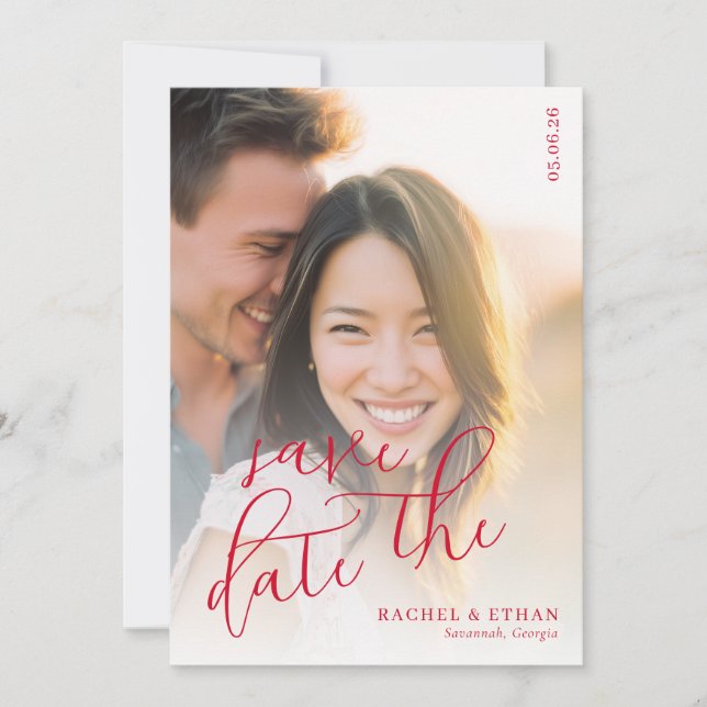 Joyful Warm Romantic Photo Save The Date (Front)