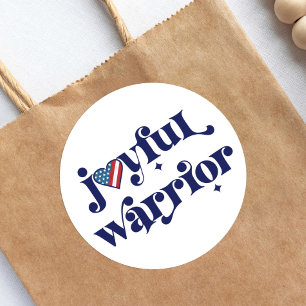 Joyful Warrior Navy Type USA Flag Heart Patriotic Classic Round Sticker