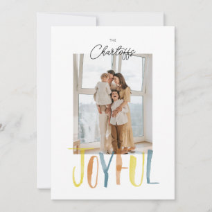 Joyful Watercolor Brush Lettering Flat Holiday Card