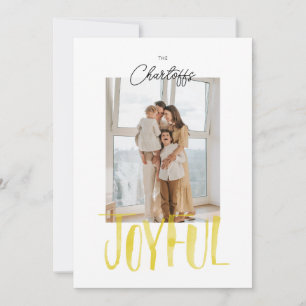Joyful Watercolor Brush Lettering Flat Holiday Card