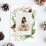 Joyful. Watercolor Christmas woodland greenery Holiday Card<br><div class="desc">Christmas Holiday card "Joyful" with Watercolor woodland winter greenery.</div>