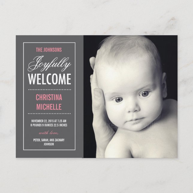 Joyful Welcome Birth Announcement (Front)