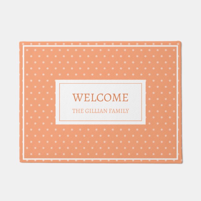 joyful welcome orange peach family doormat (Front)