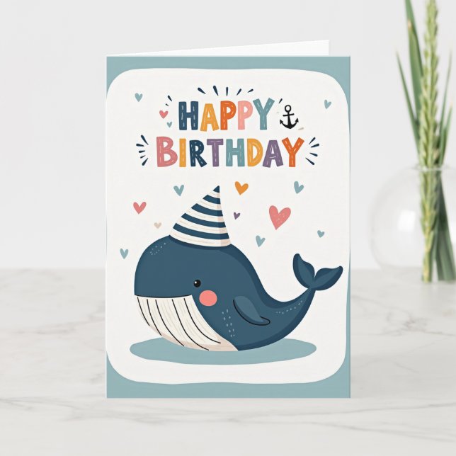 Joyful Whale Birthday Card (Front)
