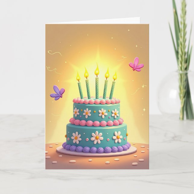 Joyful Whimsical Cake Card (Front)