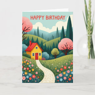 Joyful Whimsical House Card