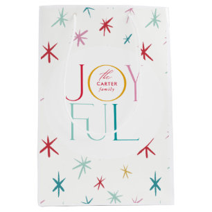 JOYFUL whimsical star modern colourful personalise Medium Gift Bag