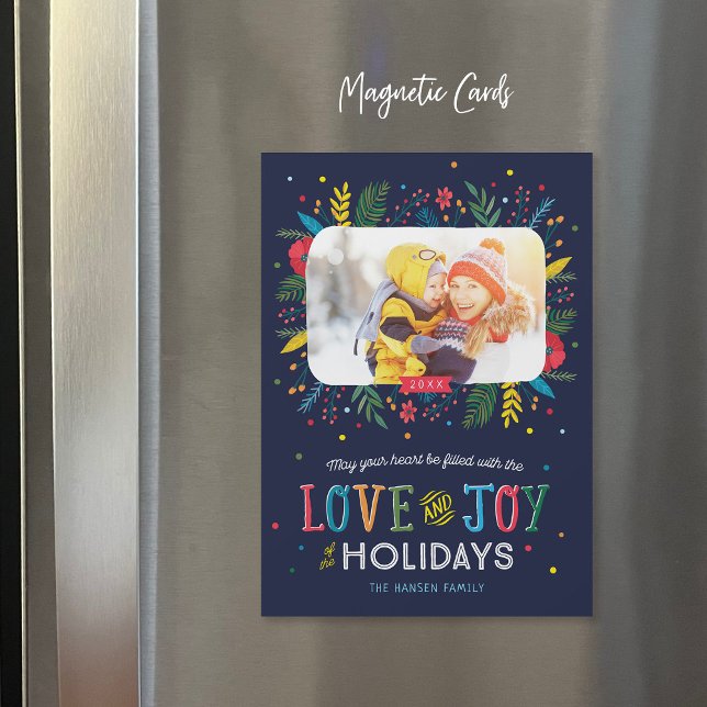 Joyful Whimsy Magnetic Holiday Photo Card (Creator Uploaded)