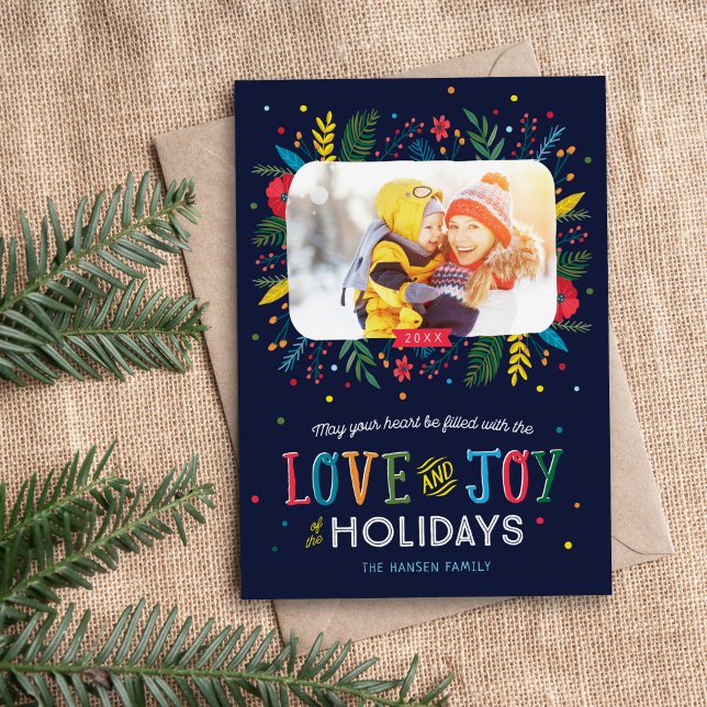 Joyful Whimsy Magnetic Holiday Photo Card (Creator Uploaded)