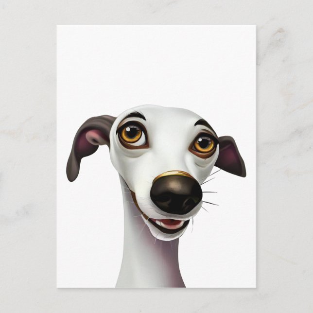 Joyful Whippet - A Cartoon Style Artwork Postcard (Front)