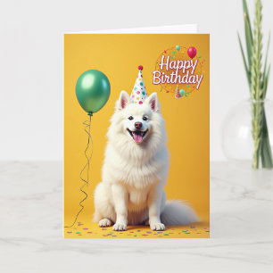 Joyful White Dog Hat Card