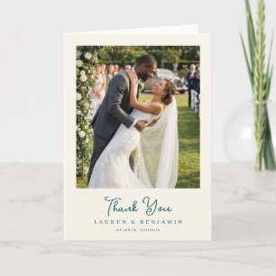 Joyful White Floral Photo Thank You Card