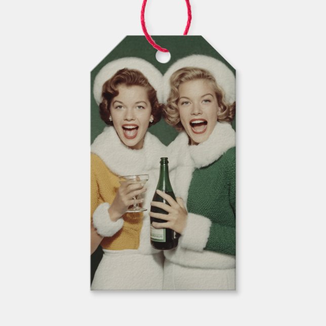 Joyful Winter Champagne Celebration Gift Tags (Front)