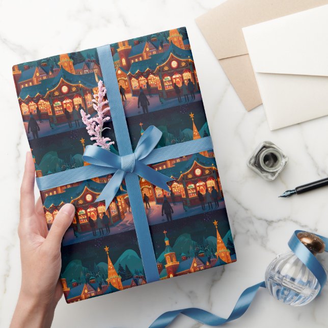 Joyful winter Christmas celebration scene Wrapping Paper (Gifting)