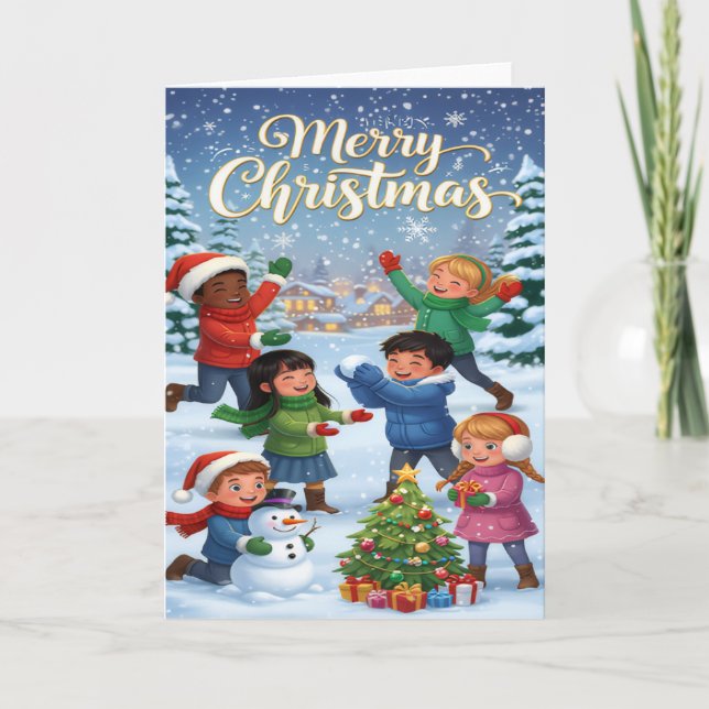 Joyful Winter Fun – Kids’ Merry Christmas Card (Front)