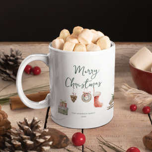 Joyful Winter Moments   Monogram Christmas Coffee Mug