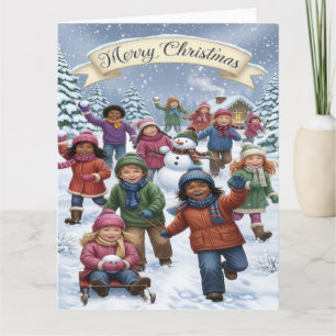 Joyful Winter Wonderland – Kids Merry Christmas Card