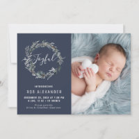 JOYFUL | winter wreath holiday birth announcement