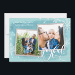 Joyful Wishes Christmas Multi Photo Collage Holiday Card<br><div class="desc">Spread joy and happiness this year with a card that pops! Featuring whimsical modern calligraphy script that says "joyful" on a textured blue background and accented with white snowflakes and snowfall. Customise your photos, your family names and individual names. On the back, there is a pattern of white snowflakes and...</div>