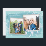 Joyful Wishes Christmas Multi Photo Collage Holiday Card<br><div class="desc">Spread joy and happiness this year with a card that pops! Featuring whimsical modern calligraphy script that says "joyful" on a textured blue background and accented with white snowflakes and snowfall. Customise your photos, your family names and individual names. On the back, there is a pattern of white snowflakes and...</div>