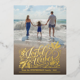Joyful Wishes Foil Holiday Post Card